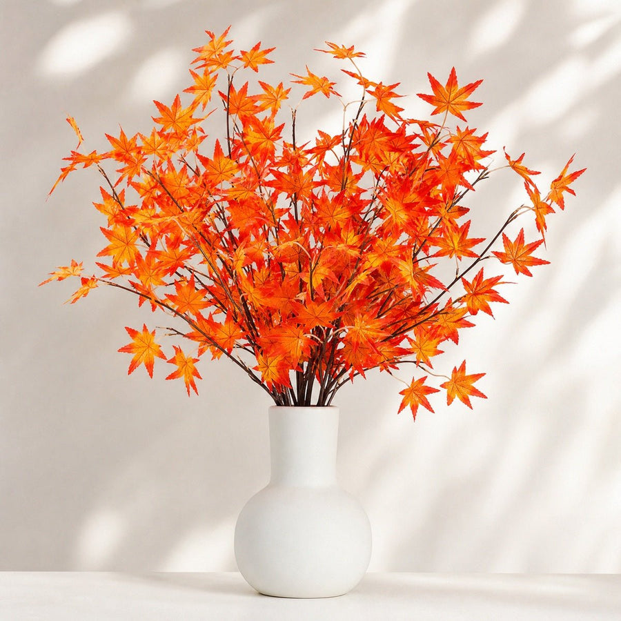 Artificial Red Maple Leaf Branches – 35.4IN Faux Fall Stems