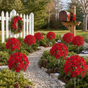 Artificial Red Poinsettia Ball Ground Stake