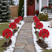 Artificial Red Poinsettia Ball Ground Stake