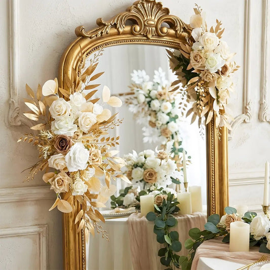 Artificial Rose Wedding Arch Flowers – 2 Pack Realistic Faux Floral Decor for Ceremony Backdrop Welcome Sign Aisle & Reception DecorationArtificial Flower ArrangementArtificial Rose Wedding Arch Flowers – 2 Pack Realistic Faux Floral Decor for Ceremony Backdrop Welcome Sign Aisle & Reception DecorationIPOPU