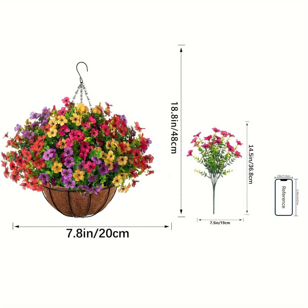 Daisy eucalyptus spring hanging basket metal bundle for outdoor indoor porch by IPOPU