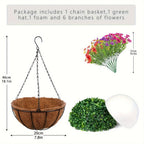 Daisy eucalyptus spring hanging basket metal arranged for outdoor indoor porch by IPOPU
