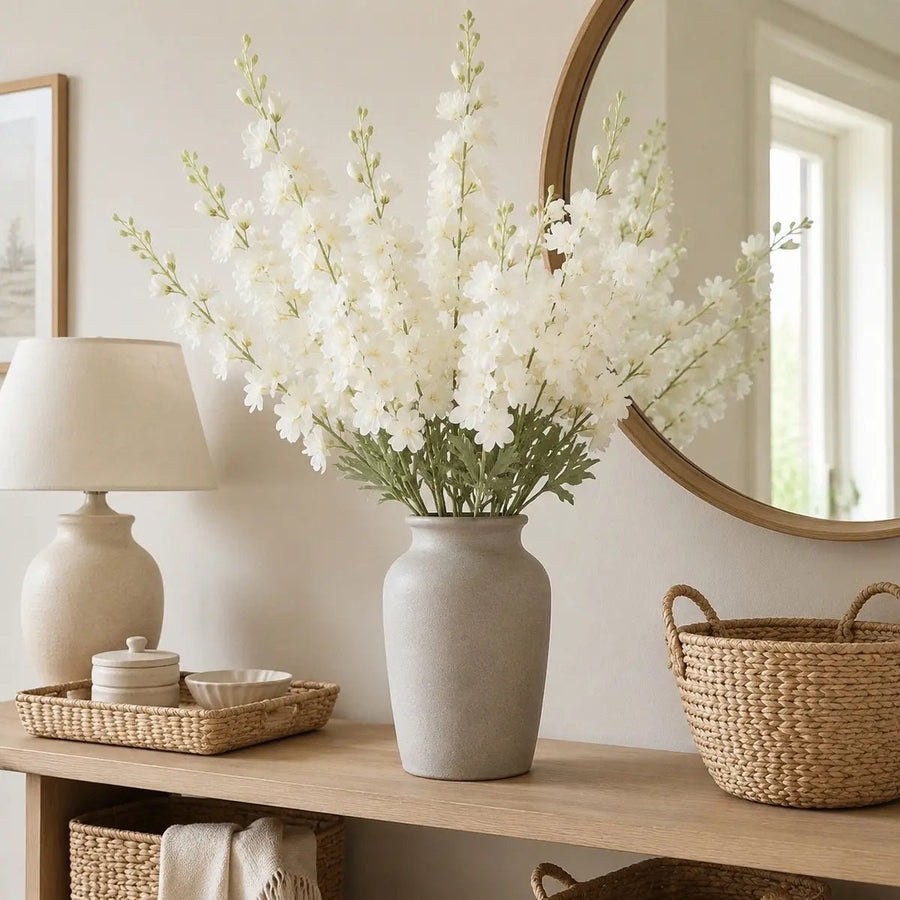 Artificial White Delphinium Stems – Set of 2