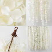 Artificial White Wisteria Hanging Vines – Set of 10
