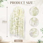 Artificial White Wisteria Hanging Vines – Set of 10
