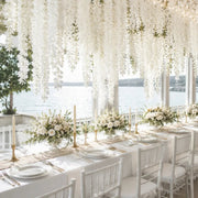 Artificial White Wisteria Hanging Vines – Set of 10