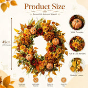 Maple Leaf Pumpkin Hydrangea Fall Wreath – 18in