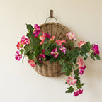 Artificial Hanging Flowers Plants with Basket for Outdoors, Artificial Petunias UV Resistant Petunias Fake Flowers for Outdoor Garden Porch Balcony Decoration
