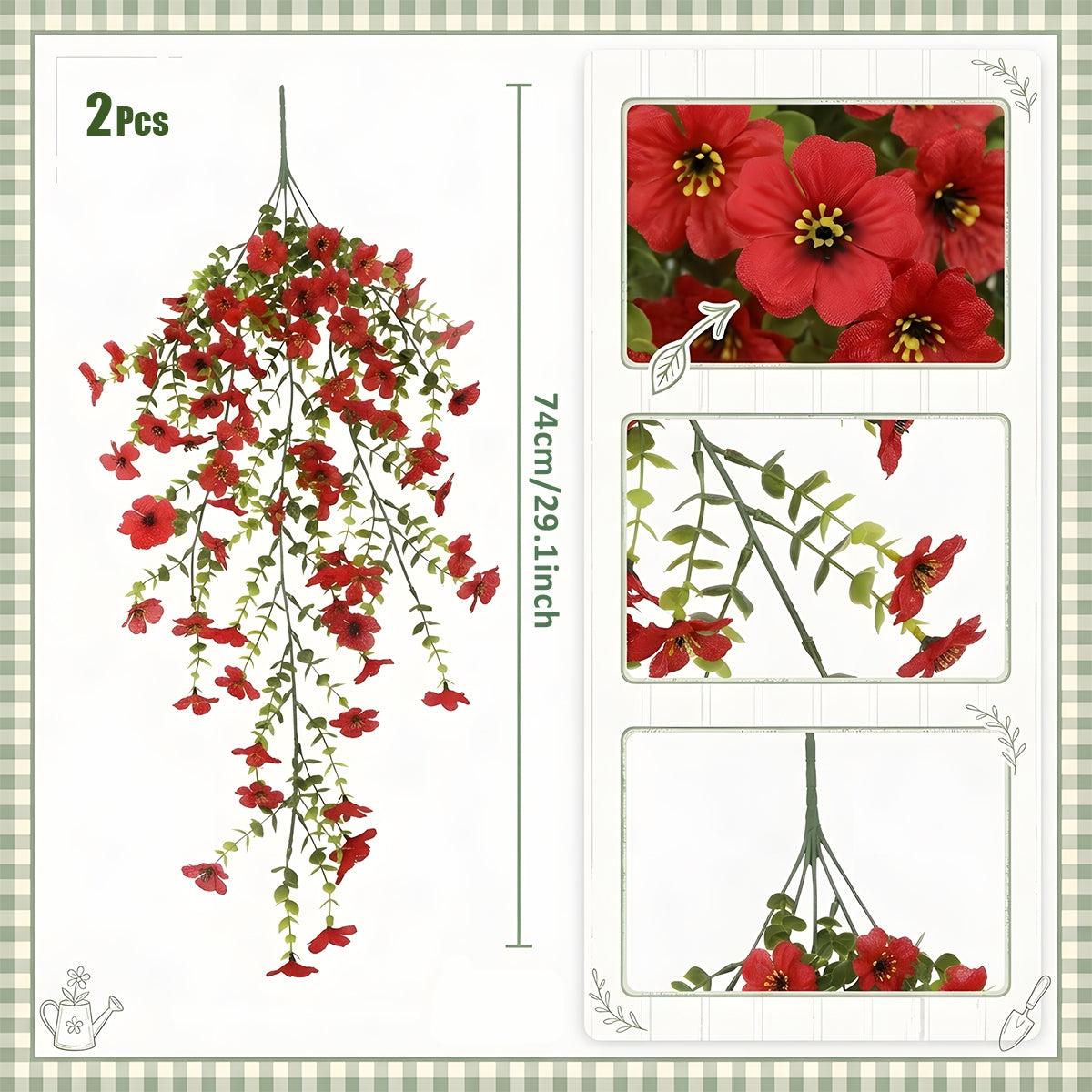 Artificial Hanging Flowers for Outdoors, Morning Glory Artificial Flowers with Eucalyptus Leaves, UV Resistant Fake Flower Realistic Faux Plants for Home Patio Porch Garden