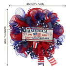 4th of july patriotic flag wreath styled for front door window by IPOPU