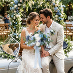 Dusty Blue Bridal Bouquet | Blue White Artificial Wedding Flowers Bride Bridesmaid