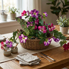 Artificial Hanging Flowers Plants with Basket for Outdoors, Artificial Petunias UV Resistant Petunias Fake Flowers for Outdoor Garden Porch Balcony Decoration