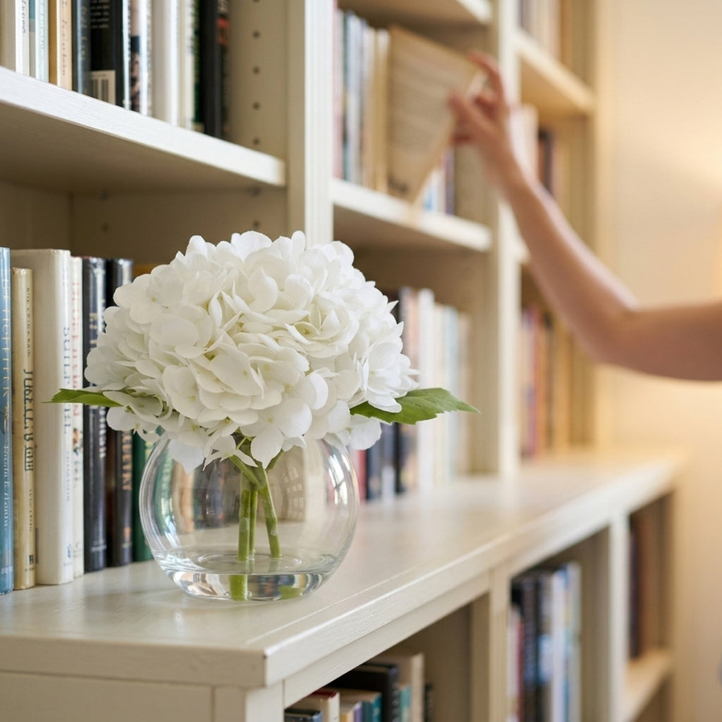 Artificial Hydrangea Flowers in Vase | Premium Faux Hydrangea for Home Decor Coffee Table Wedding DIY