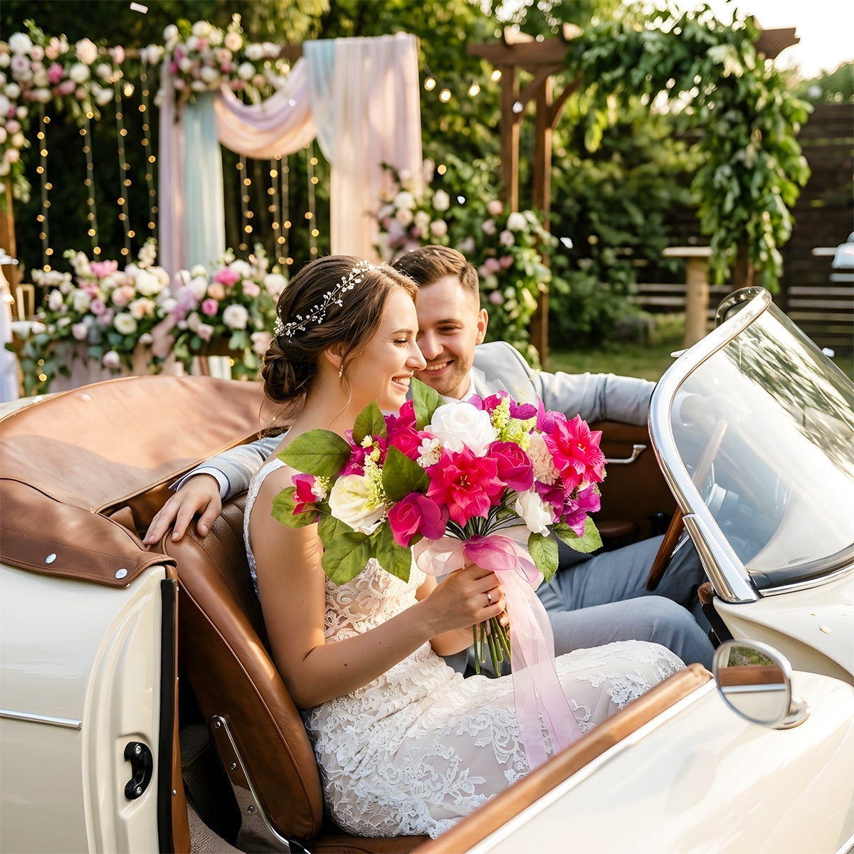 Pink Blush Rose & Peony Bouquet with Eucalyptus | Wedding Bridal Shower Home Decor