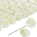 Beige glitter foam roses 30pcs 3.15in artificial flowers for wedding DIY garland decor