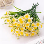 Beige artificial daffodil flowers 5 bundles for wedding home garden and photography prop decor
