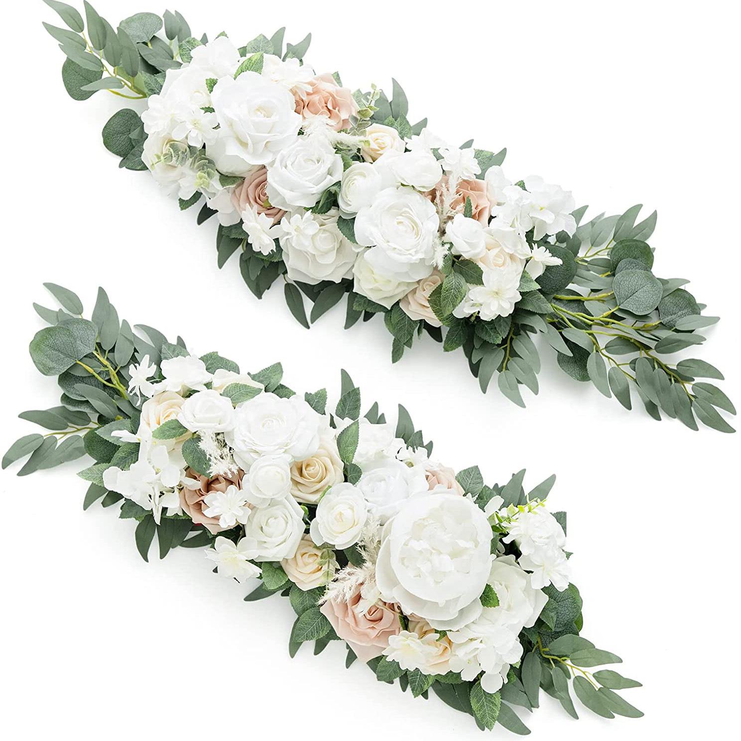 Beige artificial floral swag garland wedding arch table runner centerpiece decor