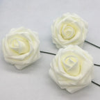 Beige PE foam artificial roses 50pcs 8cm for DIY bridal bouquet wedding centerpiece decor