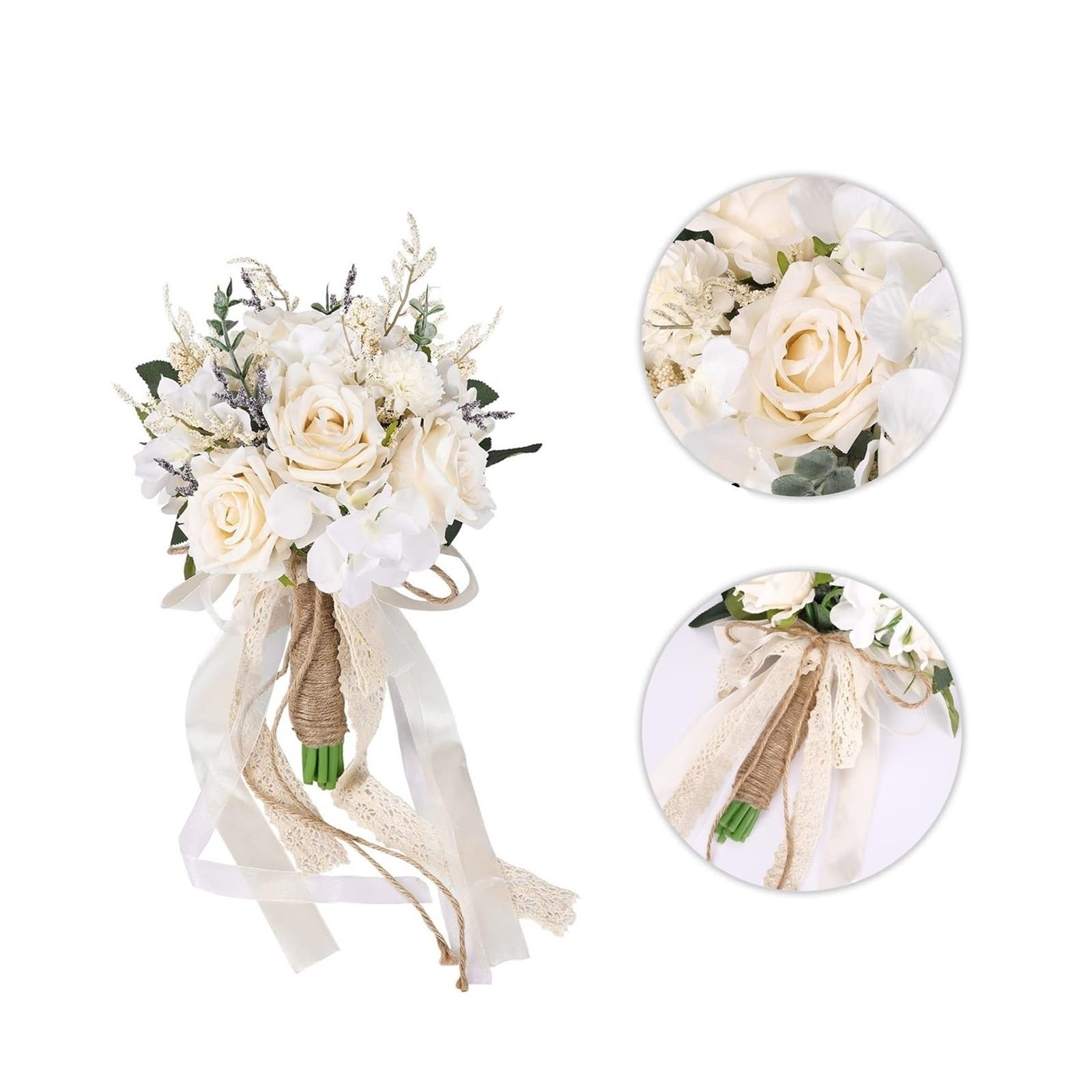 Beige bridal bridesmaid hand bouquet simulation flowers for wedding church ceremony decoration
