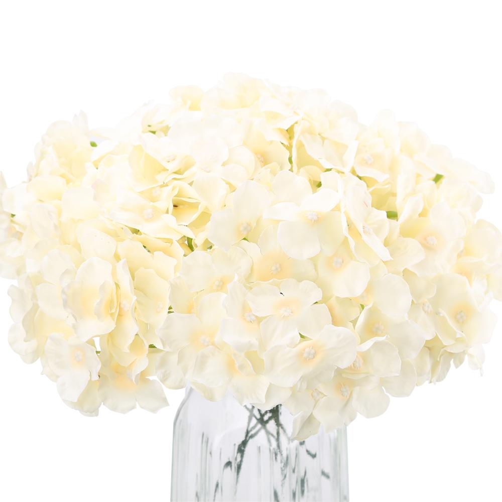 Beige real touch faux hydrangea flowers 10pcs with stems for wedding home party decor