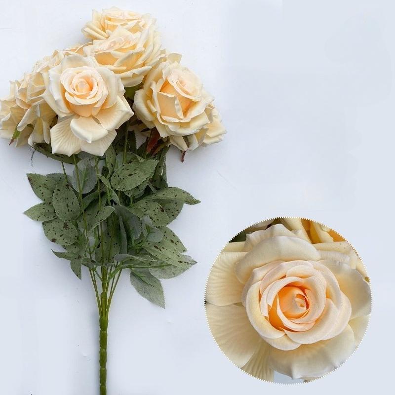 Beige artificial roses with stems for wedding centerpiece bridal bouquet home decor