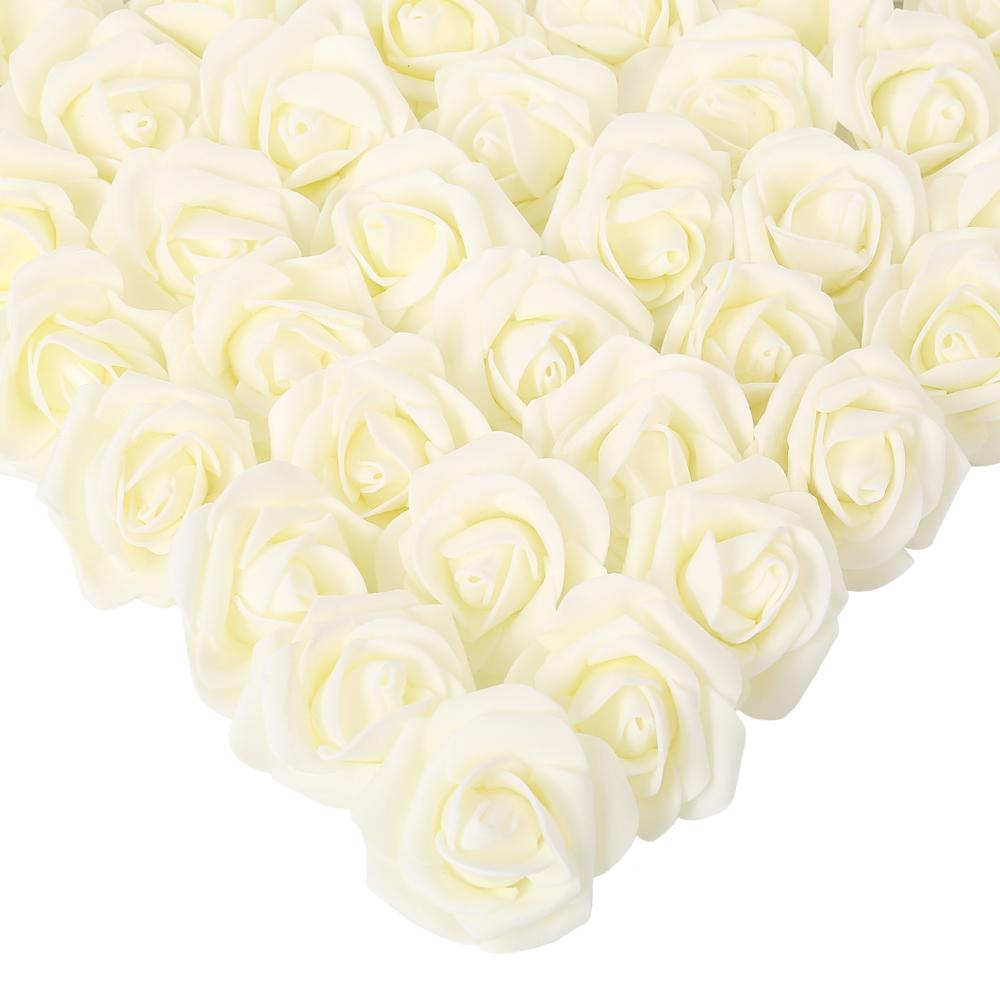 Beige artificial stemless foam rose heads 200pcs for wedding DIY party home decor