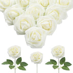 Beige foam fake roses 30pcs for DIY wedding baby shower centerpiece party decor
