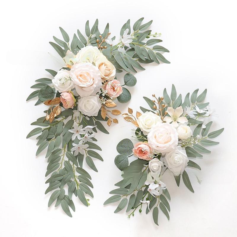 Beige faux flower swag set of 2 wedding arch floral decor ceremony reception