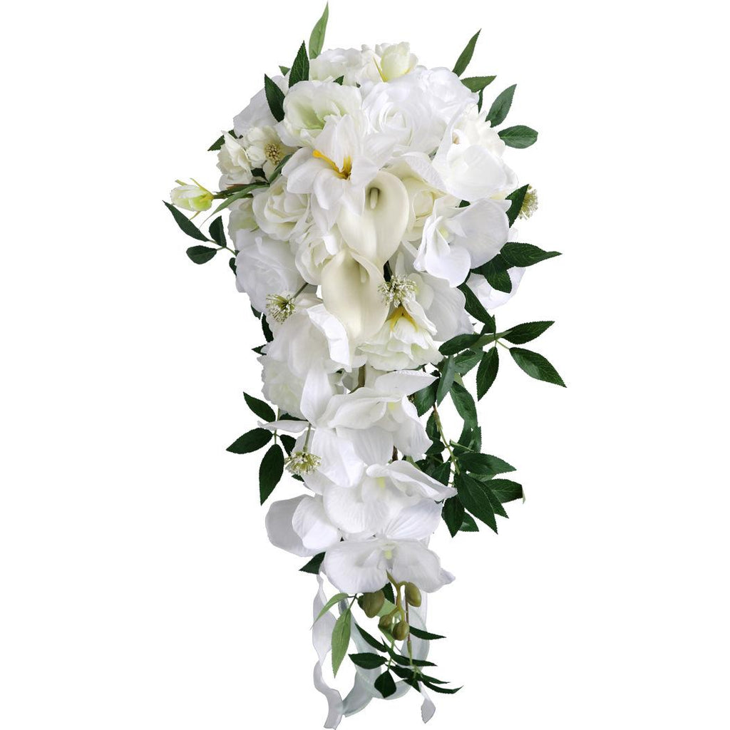 Beige artificial bridal wedding bouquet vintage floral for bride bridesmaid ceremony