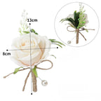 Beige groom boutonniere brooch set of 4 with faux pearl for wedding ceremony
