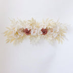Beige artificial wedding arch flowers with greenery for ceremony decor