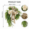Farmhouse Front Door Wreath with Burlap Bow, Cream Hydrangea & Green Fern | 20in Spring Summer Home Wall & Porch Decor