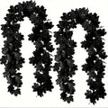 Black artificial maple leaf garland vine set of 2 for Halloween and fall decor