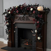 Black Eucalyptus Rose Garland – Gothic Vine, 5.9ft