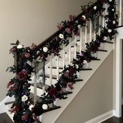 Black Eucalyptus Rose Garland – Gothic Vine, 5.9ft
