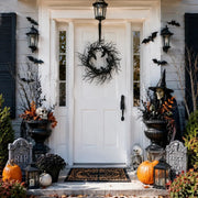 Black Bat Halloween Wreath – Gothic Twig, 18in