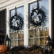 Black Bat Halloween Wreath – Gothic Twig, 18in