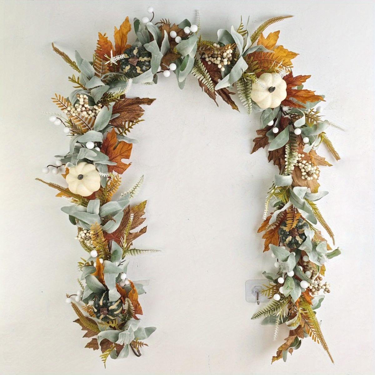 Artificial Autumn Maple Leaves Garland 5.9Ft/ Pieces Fall Garland Hanging Plants Colorful Fall Decor for Home Wedding Party Ornaments Decoration