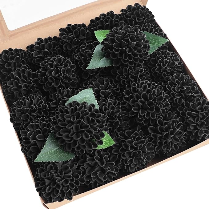 Black foam artificial flowers 25pcs for wedding centerpiece party home decor DIY crafts