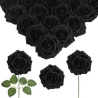 Black PE foam artificial roses 50pcs 8cm for DIY wedding centerpiece party floral arrangement