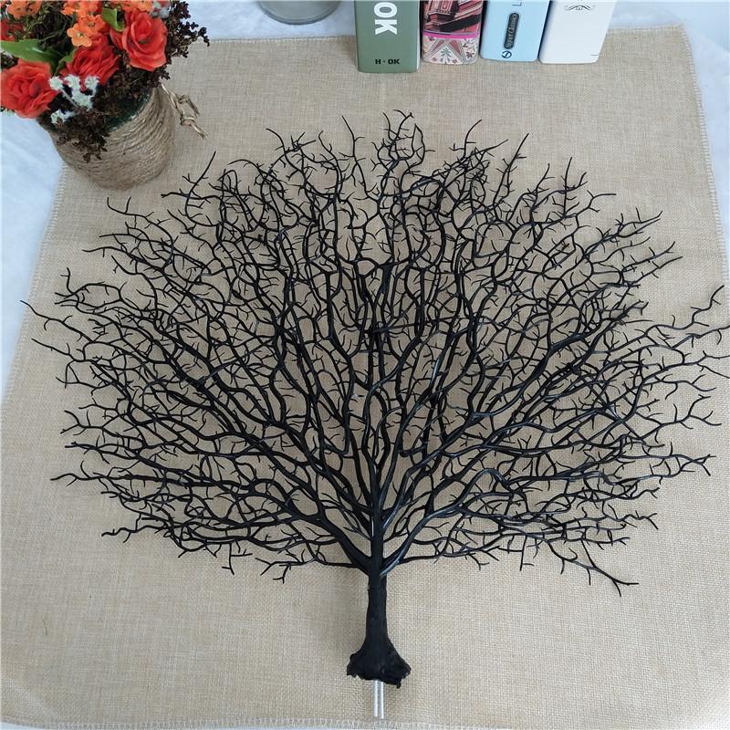 Black artificial peacock and coral branch decoration for wedding party and home styling
