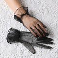 Black ruffled tulle short gloves for wedding tea party and evening occasions
