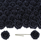 Black glitter roses bouquet 50pcs with stems for DIY wedding party home decor