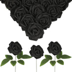 Black foam fake roses 30pcs for DIY Halloween wedding party home decor