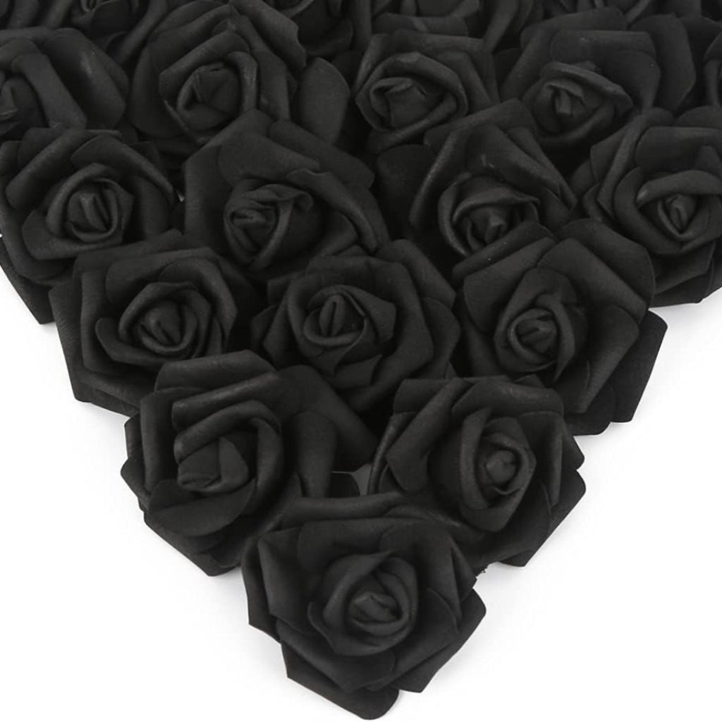 Black artificial stemless foam rose heads 200pcs for wedding DIY party home decor