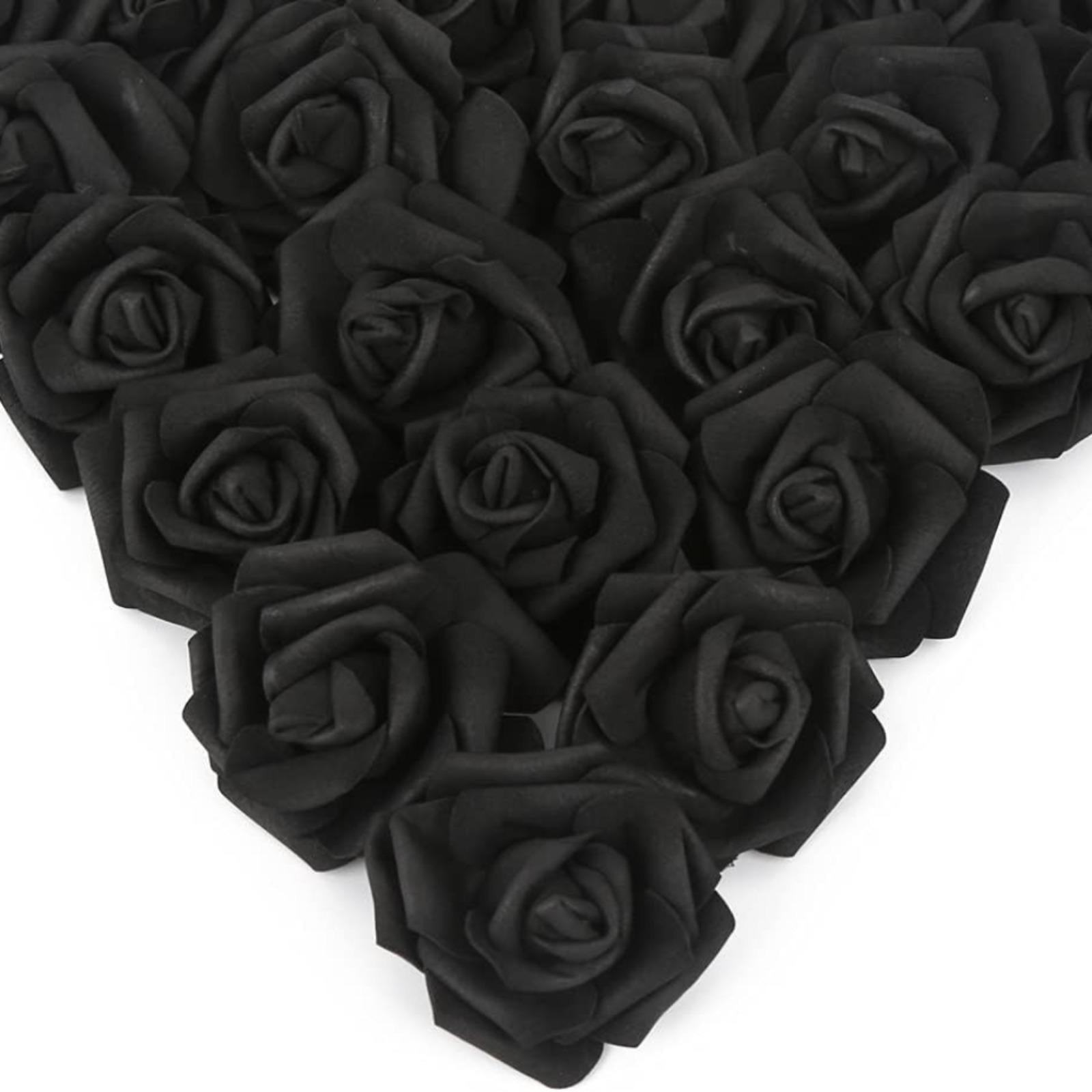 Black artificial stemless foam rose heads 200pcs for wedding DIY party home decor