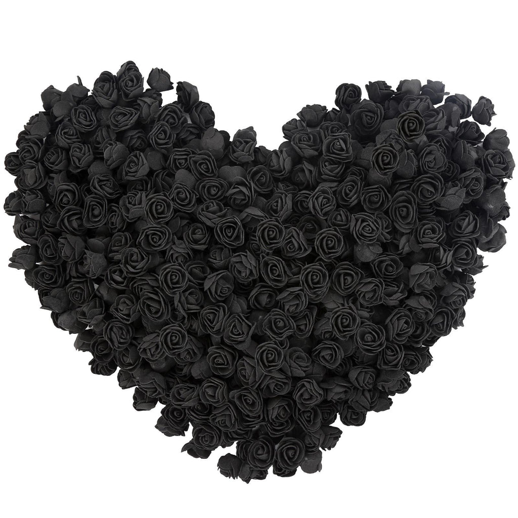 Black mini foam rose heads 500pcs bulk for DIY wedding bouquet baby shower party decor