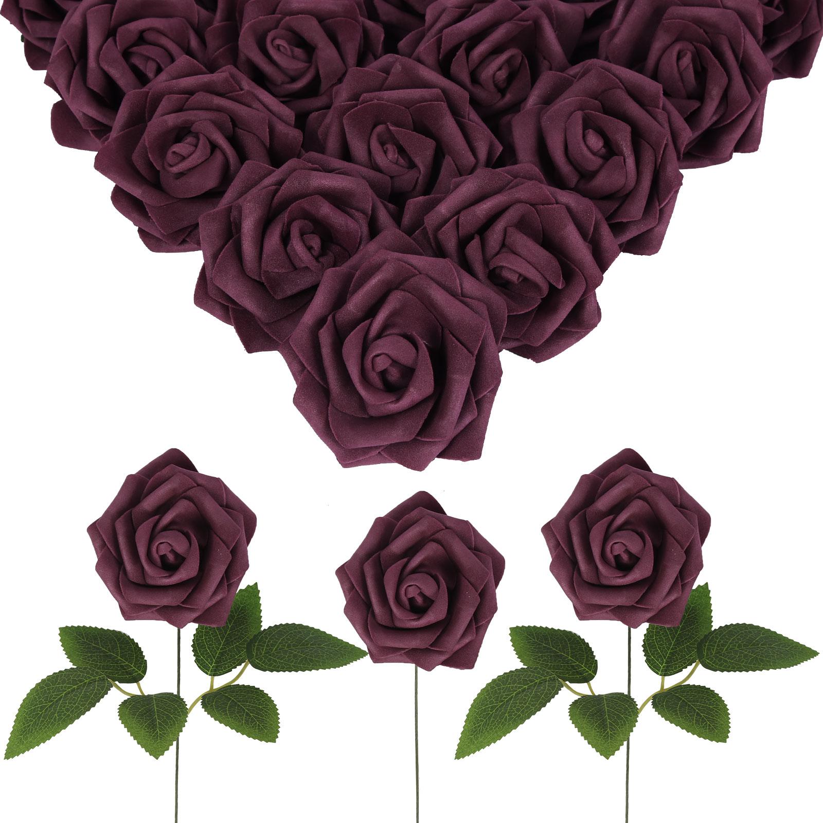 Black purple foam fake roses 30pcs for DIY Halloween wedding party home decor