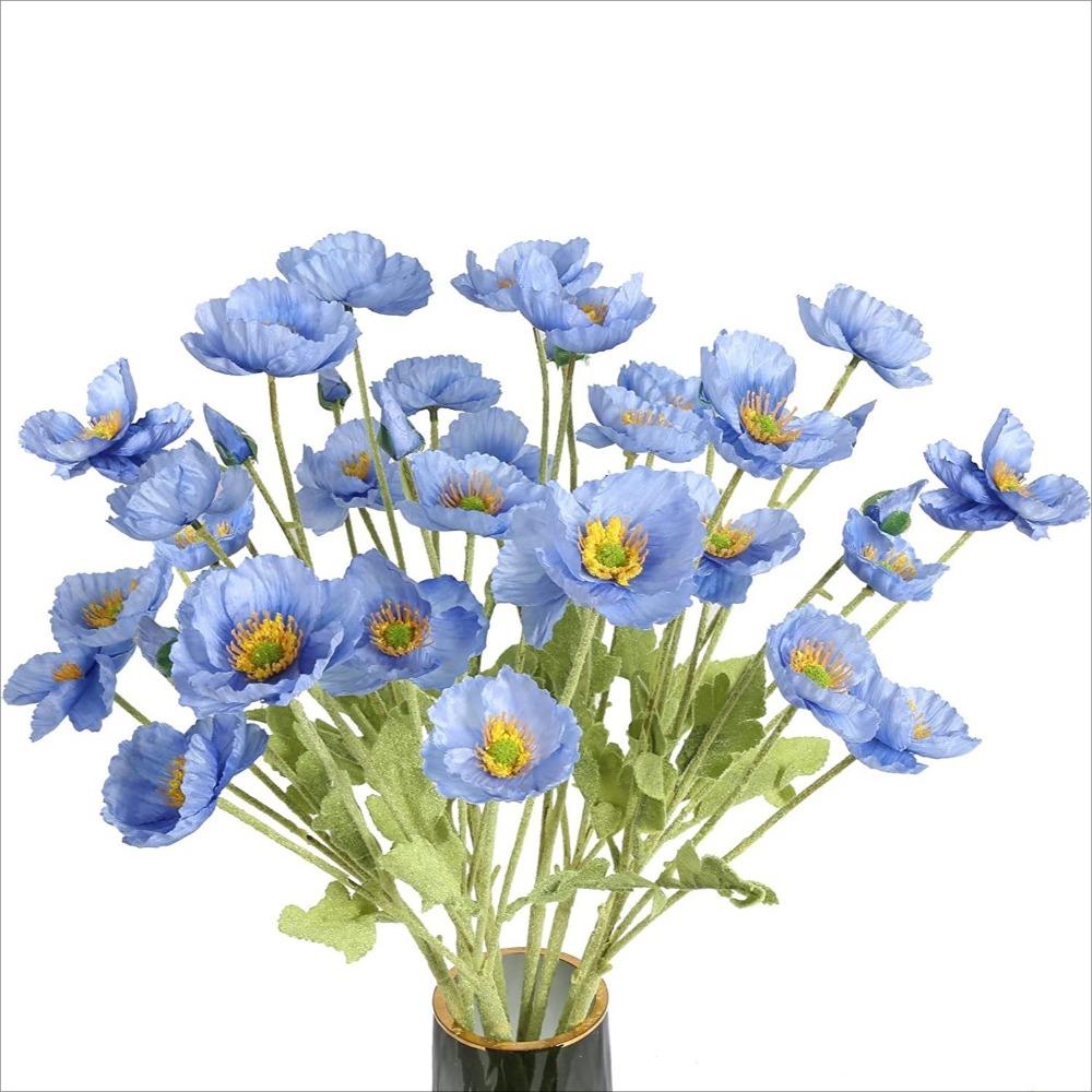 Blue handmade artificial faux blooms 10pcs for home wedding holiday DIY decor