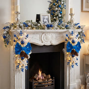 Blue Christmas Teardrop Swag Wreath